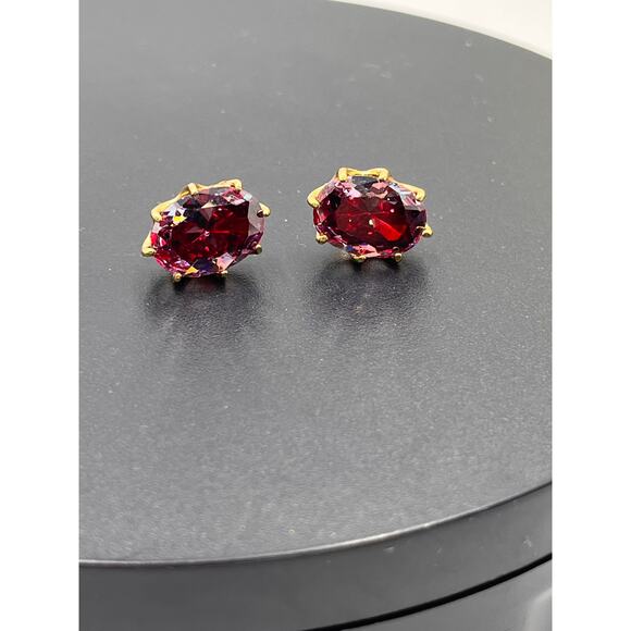 Kate Spade Berry Red Purple Cubic Zirconia Oval Post Earrings - Picture 11 of 12